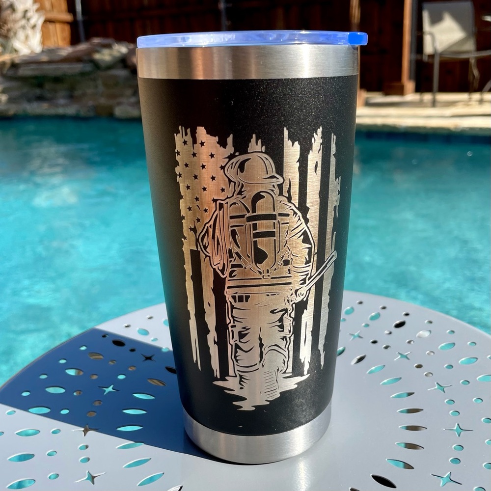 CUSTOM: Laser Engraved Firefighter Tumbler